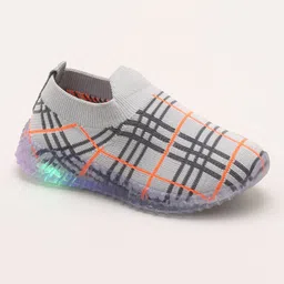Priaansha Kids Checkered LED Slip On Shoes - Grey-picture-26