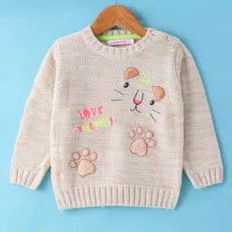 Wingsfield Full Sleeves Animal Embroidered Sweater - Beige-picture-15