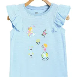 MINI KLUB Cotton Sleeveless Striped & Floral Printed Top - Blue-picture-24