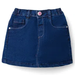 Babyhug Denim Mid Thigh Washed Skirt With Stretch - Navy Blue-picture-12