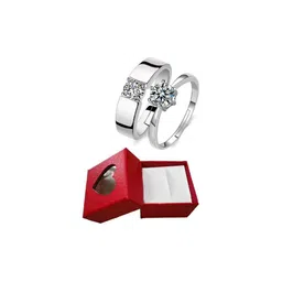 J.S ENTERPRISES Unisex Set of 2 Stainless Steel Couple Finger Rings-picture-15