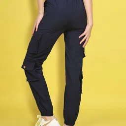 Cutiekins Woven Solid Cargo Pants - Navy Blue image 3
