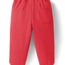 Babyhug Cotton Looper Knit Full Length Lounge Pant With Text Print - Red image 3