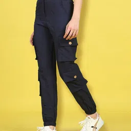 Cutiekins Woven Solid Cargo Pants - Navy Blue image 4