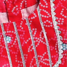 Vastramay Cotton Half SleevesBandhani Printed Lehenga Choli With Dupatta Set - Pink image 5