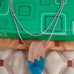 M Men Style Stainless Steel Geometric Long Bar Wood and Green Wood Resin Boho Pendant-picture-24
