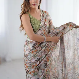 CaniBani Floral Sequinned Silk Blend Designer Saree image 2