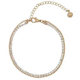 MEMOIR Gold-Plated Cubic Zirconia Two Strand Stylish Link Bracelet-picture-14