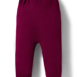 Babyhug Knitted Full Sleeves Striped Sweater Set - Wine & White image 5