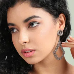 Sohi Daisy Intricate Anchor Golden Dangler Earrings for Women & Girls image 2