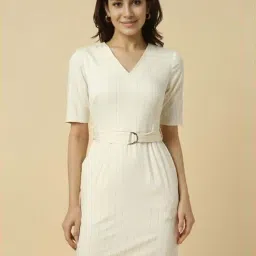 Allen Solly Beige Regular Fit Striped Dress-picture-33