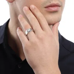 Zavya 925 Silver Eternal Unity Rhodium-Plated Adjustable Ring for Unisex image 2