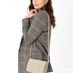 Accessorize London Cream Textured Sling Handbag image 2