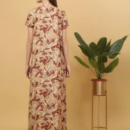 Sweet Dreams Beige Cotton Printed Nighty image 2