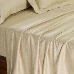 Maspar Beige Cotton Self Print King Size Bedsheet with 2 Pillow Case image 2