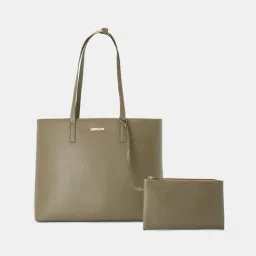Forever Glam by Pantaloons Olive Tote Handbag with Pouch image 2