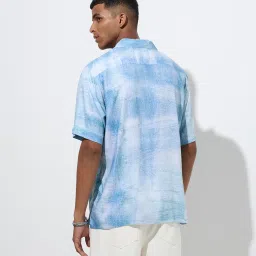 nuon men Nuon by Westside Blue Abstract Patterned Relaxed-Fit Shirt image 2