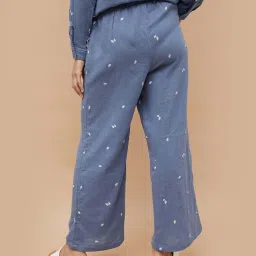 Fame Forever By Lifestyle Blue Cotton Regular Fit Printed Trousers image 2