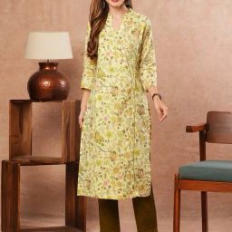 Fashor Yellow Printed Straight Kurta-picture-17