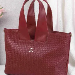 Mochi Maroon Textured Large Shoulder Handbag-image-34