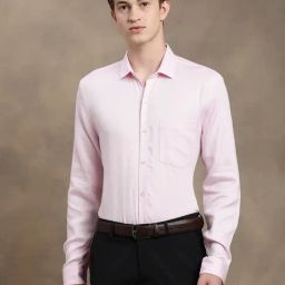 Turtle Pink Cotton Slim Fit Texture Shirt-picture-24