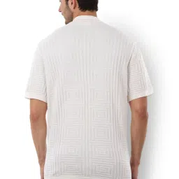 celio Celio* Off White Regular Fit Self Pattern Polo T-Shirt image 2