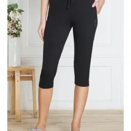 Van Heusen Black Solid Capris-image-63