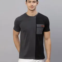 Rigo Grey & Black Crew T-Shirt-image-48