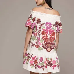Label Ritu Kumar Off White Loose Fit Floral Print Dress image 2