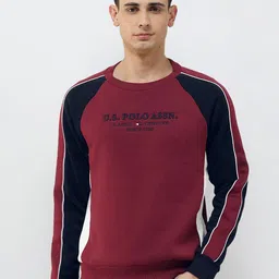 U.S. Polo Assn. Men Colourblocked Embroidered Round Neck Sweatshirt-picture-35
