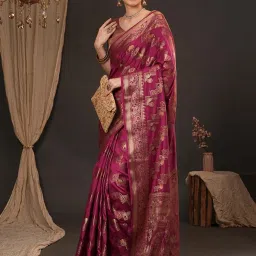 Saree Mall Magenta Silk Self Saree with Blouse Piece image 2