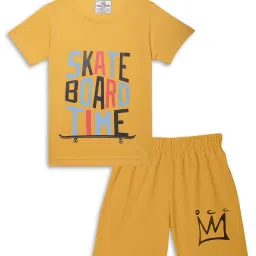 Vimal Jonney Kids Yellow & Mint Green Printed T-Shirt Set image 2
