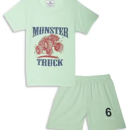Vimal Jonney Kids Mint Green & Rust Printed T-Shirt Set image 2