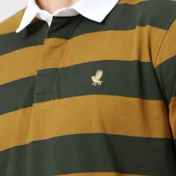 Peter England Multicolour Cotton Regular Fit Striped Polo T-Shirt image 4