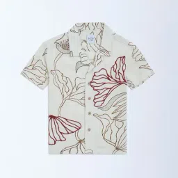 HOP Kids by Westside Off-White Botanical-Printed Resort-Fit Shirt-image-5