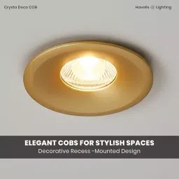 Havells 12 W Crysta Deco LED COB Light Sand Gold 4000 K 75 mm Cut Out Diameter and 50 mm Height, LHEEBEPDUE1O012 image 4