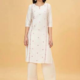 Rangmanch by Pantaloons Snow White Embroidered Straight Kurta-picture-44