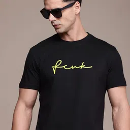 FCUK Men Brand Logo Printed Pure Cotton Bio Finish T-shirt-picture-37