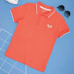 Pantaloons Junior Kids Spicy Orange Cotton Solid Polos-picture-12
