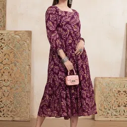 Anouk Floral Print Georgette A-Line Midi Dress-picture-27