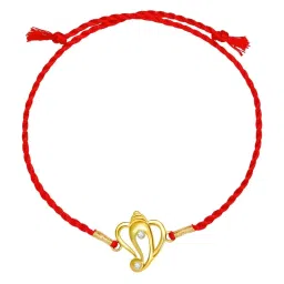 Zavya Sacred Ganesh Ji with Cubic Zirconia Gold-Plated Sterling Silver Thread Rakhi for Him image 2