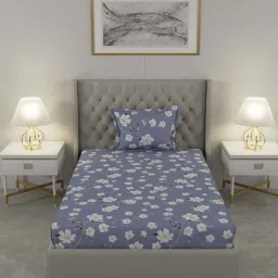 Raymond Home Delight Purple 104 TC Cotton Single Bedsheet with 1 Pillow Cover image 2