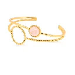 Perfectly Average Gold-tone Twisted Rose Quartz Bracelet for Women & Girls image 2
