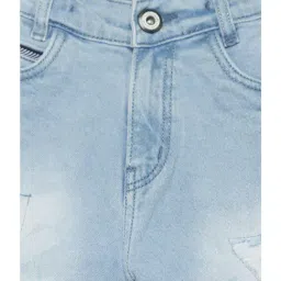 Octave Boys Ice Blue Cotton Washed Shorts image 3