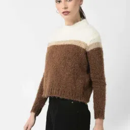 Crimsoune Club Brown & Cream Color-Block Sweater image 3