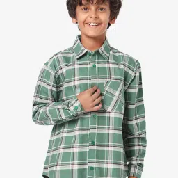 LilPicks Kids Green Checks Full Sleeves Shirt-image-41