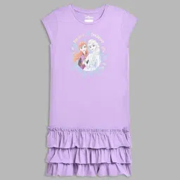 Blue Giraffe Girls Purple Cotton Printed 1 Dress-picture-16