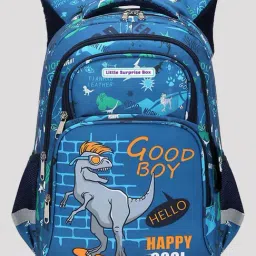 Little Surprise Box Blue Printed Backpack with Lunch Bag & Stationery Pouch image 2