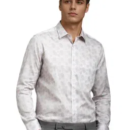 Louis Philippe White Cotton Slim fit Floral Shirts-picture-27