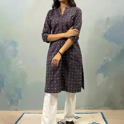 Indo Era Grey Cotton Printed Kurti-picture-23